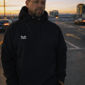 Black Funnel Neck Hoodie - M logo